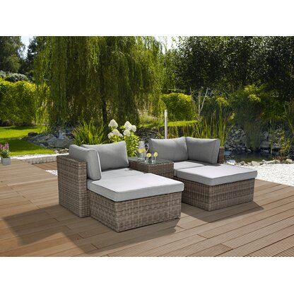 Greemotion Garten Lounge-Gruppe Olea Polyrattan Grau 5-teilig