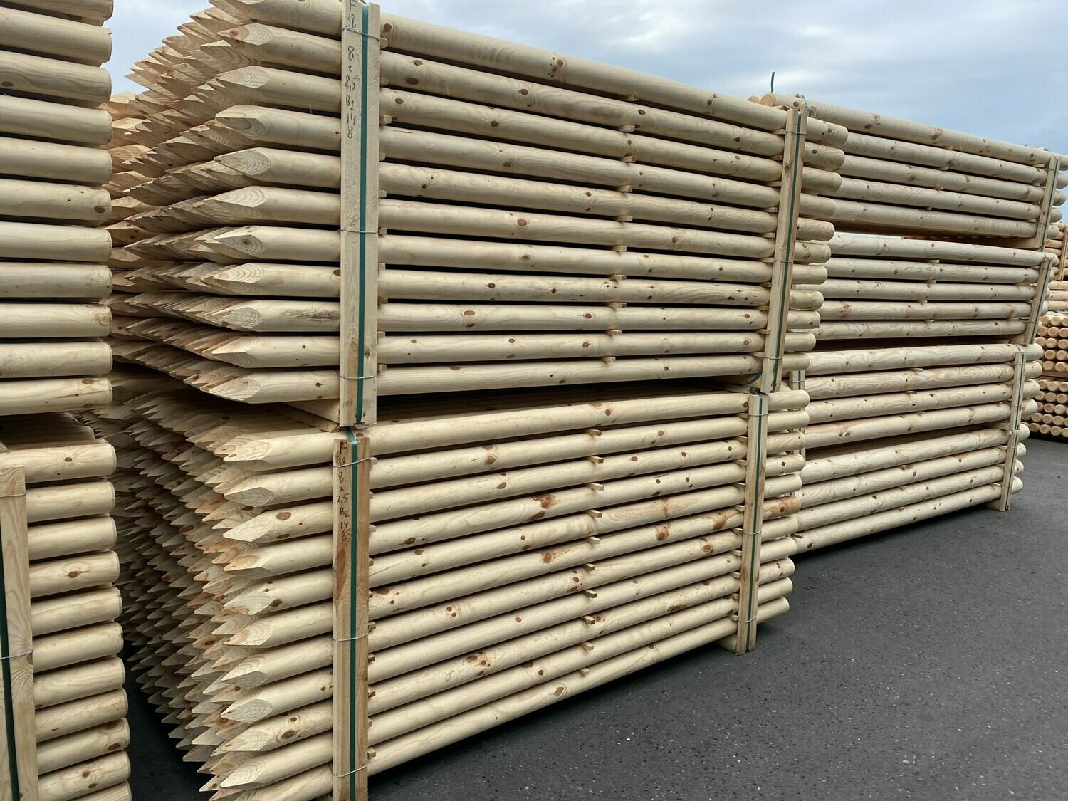 Baumpfähle Natur Ø 8 x 300cm - Palette mit 130 Stück