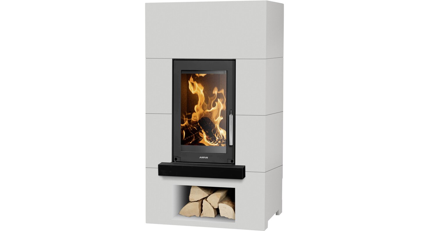 Justus Kaminofen Centro Beton-Schiefer Weiß-Schwarz 7 kW EEK