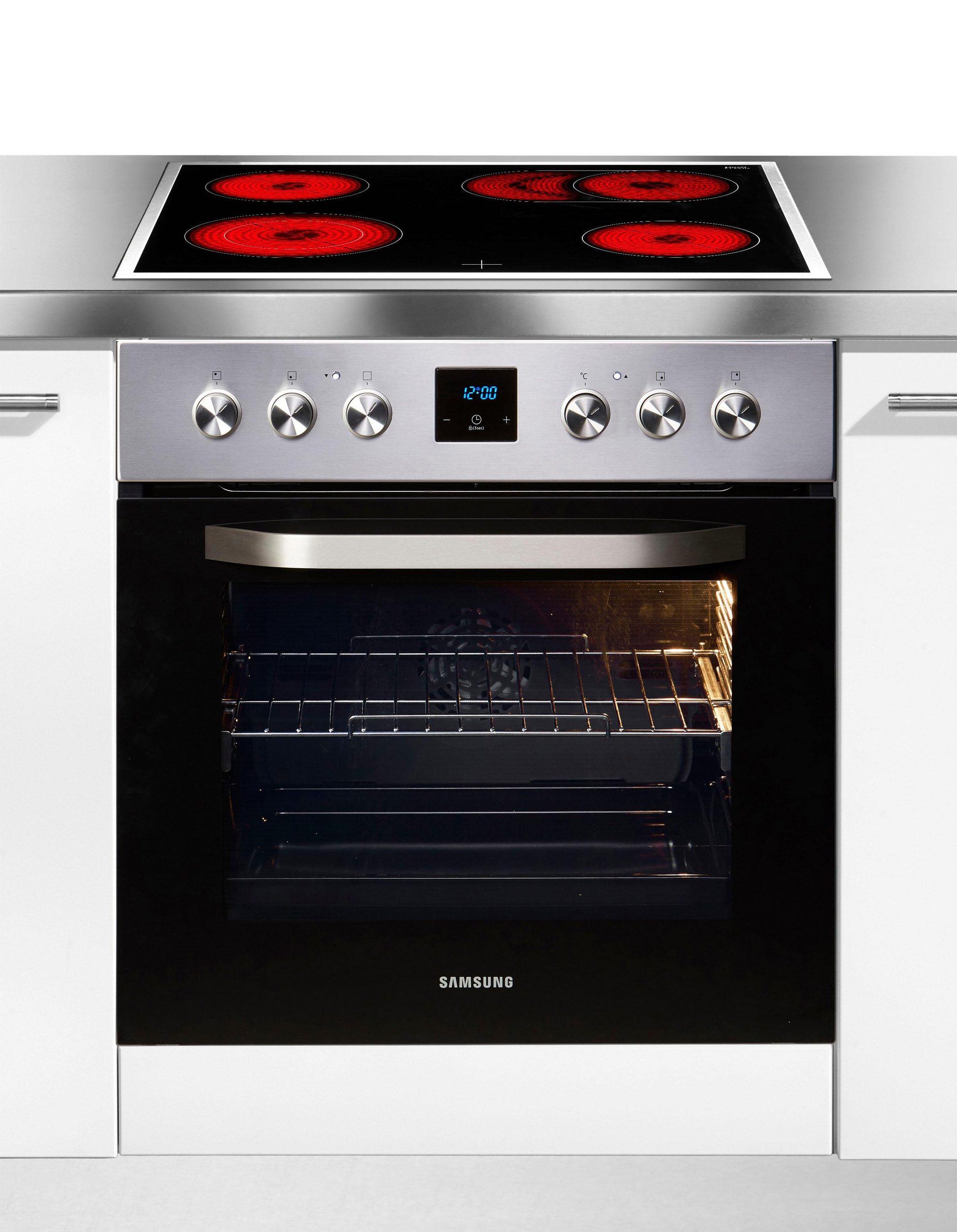 Samsung Elektro-Herd-Set F-NB69R2350RS, mit 1-fach-Teleskopauszug, katalytische Reinigung, mit Restwärmeanzeige