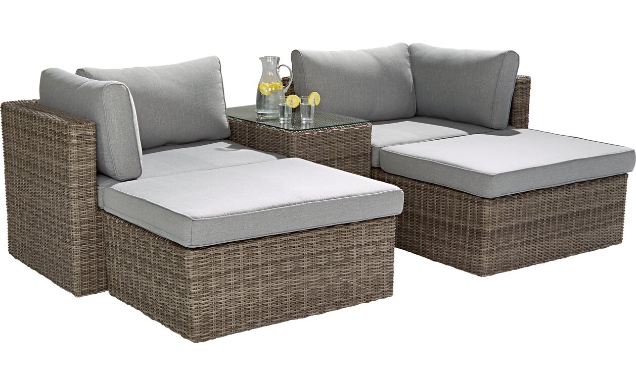Lounge-Set Olea 5-teilig aus Polyrattan Sand