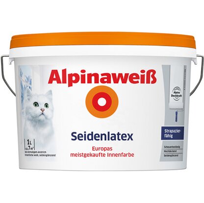 Alpinaweiß Seidenlatex Innenfarbe 1 Liter