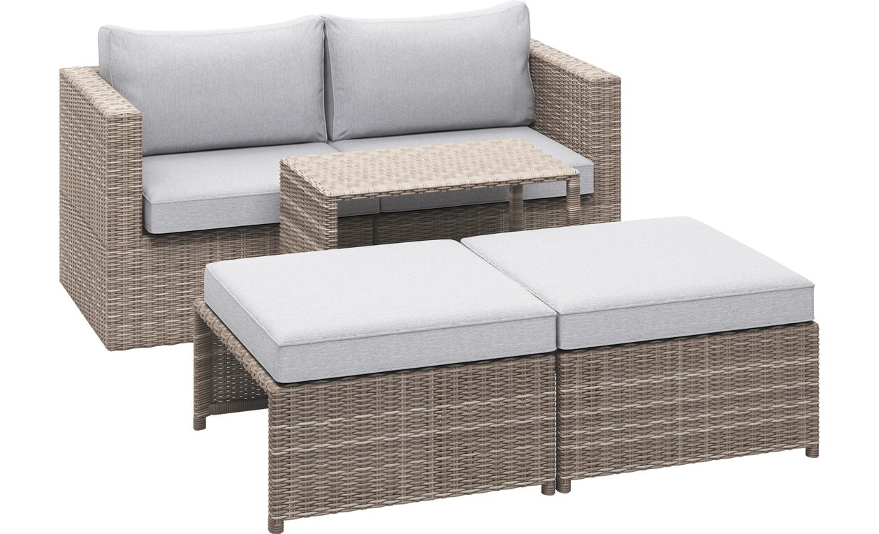 Balkonmöbel-Set Olea Compact 5-teilig Polyrattan Hellgrau