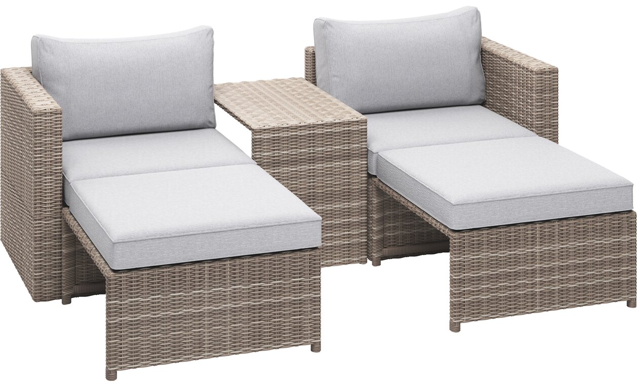 Balkonmöbel-Set Olea Compact 5-teilig Polyrattan Hellgrau