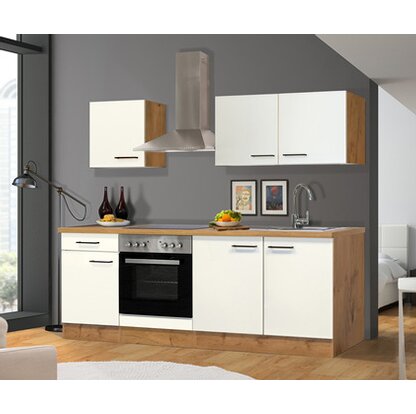 Flex-Well Exclusiv Küchenzeile Vintea 210 cm Magnolia-Lancelot Oak