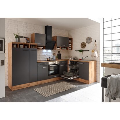 Respekta Winkelküche BEKBL310EGC 310 x 172 cm Grau-Wildeiche Nachbildung