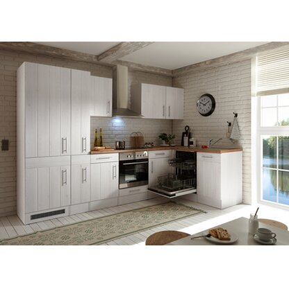 Respekta Premium Winkelküche 310 x 172 cm Landhaus Lärche Weiß Nachbildung
