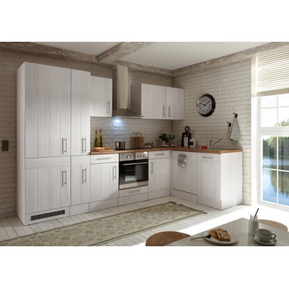 Respekta Premium Winkelküche 310 x 172 cm Landhaus Lärche Weiß Nachbildung