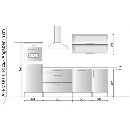 Respekta Premium Küchenzeile MERP260HWB 260 cm Weiß-Beton Optik