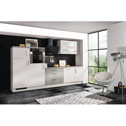 Respekta Premium Küchenzeile MERP320HWB 320 cm Weiß-Beton Optik
