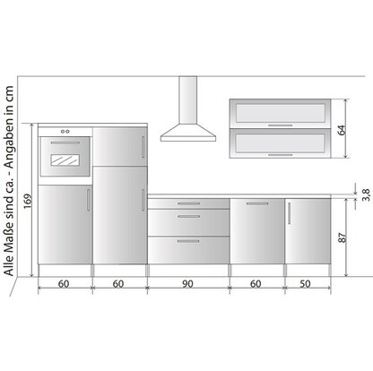 Respekta Premium Küchenzeile MERP320HWB 320 cm Weiß-Beton Optik