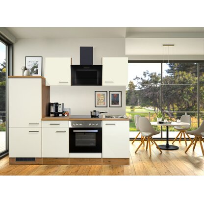 Flex-Well Exclusiv Küchenzeile Vintea 220 cm Magnolia matt-Lancelot Oak