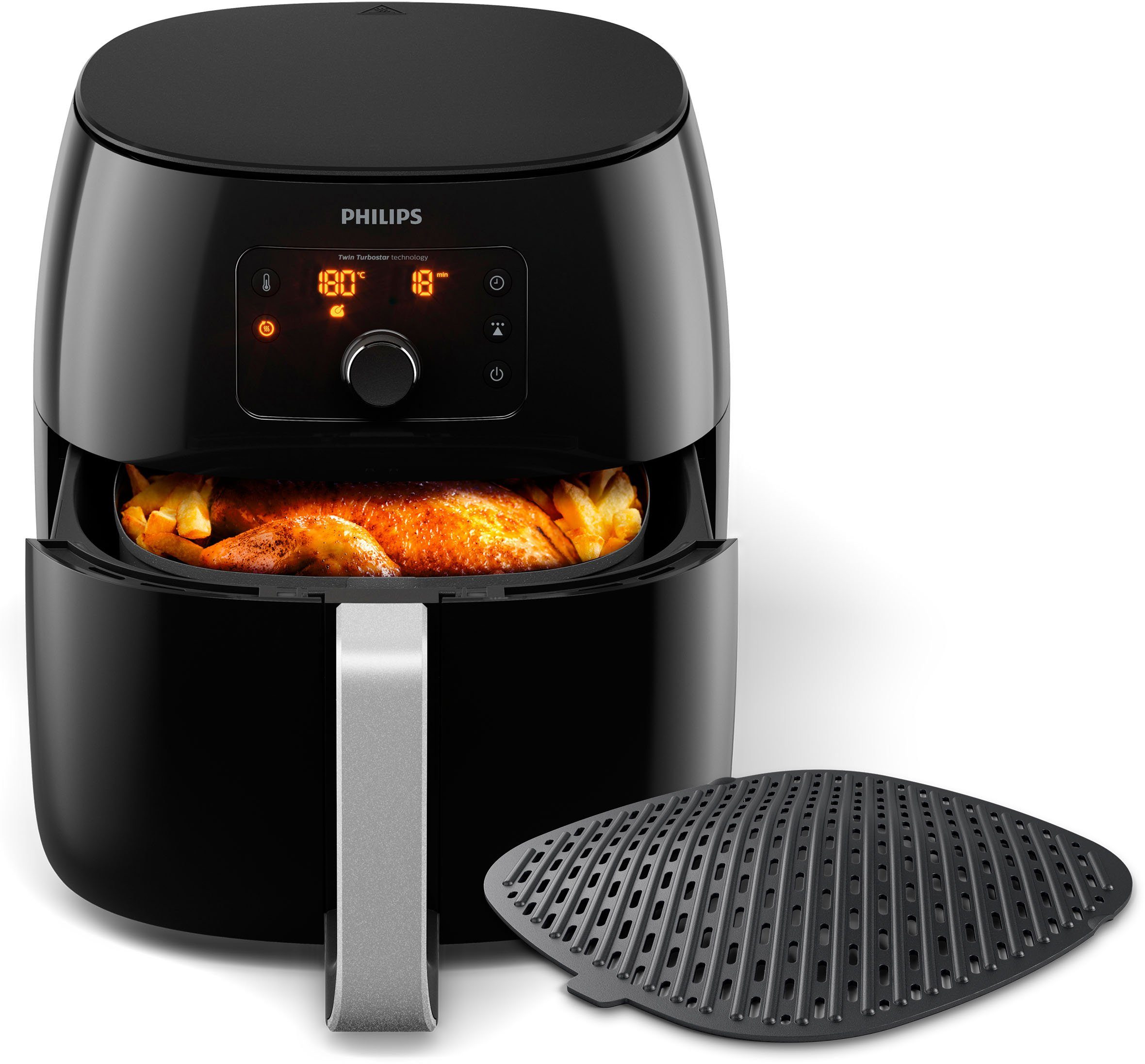 Philips Heissluftfritteuse Airfryer XXL HD9654/90, 2225 W, Fassungsvermögen 1,4 kg, digitales Display, inkl. Grilleinsatz im Wert von UVP €54,99